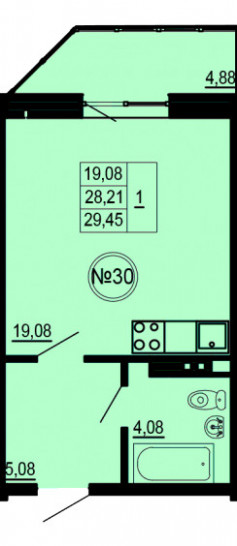 Студия 29.45 м²