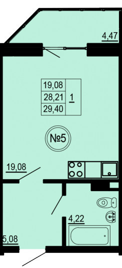 Студия 29.4 м²