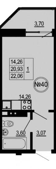 Студия 22.06 м²