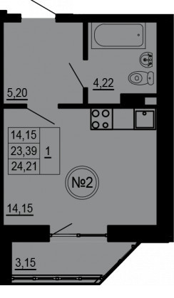 Студия 24.21 м²