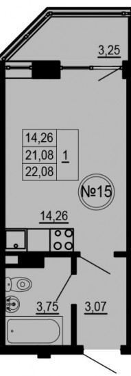 Студия 22.08 м²